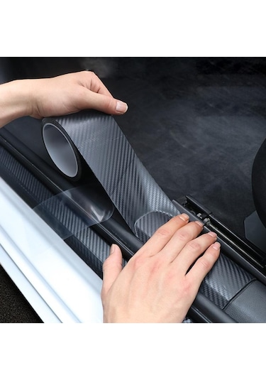 3d Dıy Araba Etiket Koruyucu Şerit Siyah Karbon Fiber Otomatik Kapı Kenar Eşiği Gövde Koruma Anti Çarpışma Itişme Koruması, Seçenekler: 7cmx10m