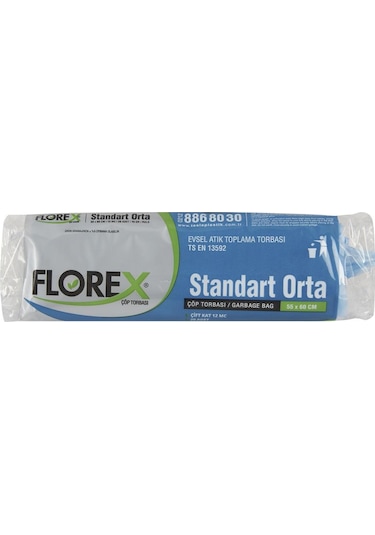 Florex Standart Orta Boy Çöp Torbası Mavi 55 x 60 CM