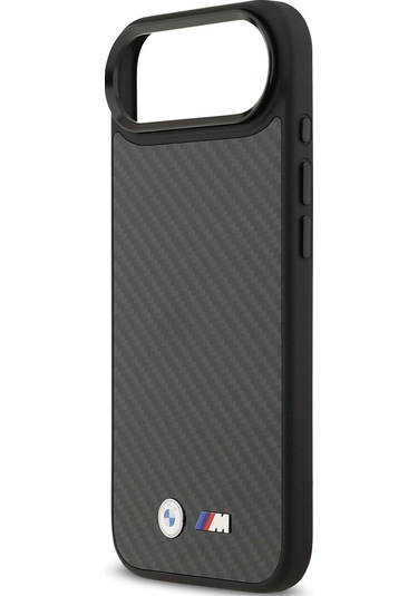 İphone 17 Air Uyumlu Kılıf Bmw Lisanslı M-safeli Karbon Fiber Metal Logolu Kevlar Kapak Siyah Siyah