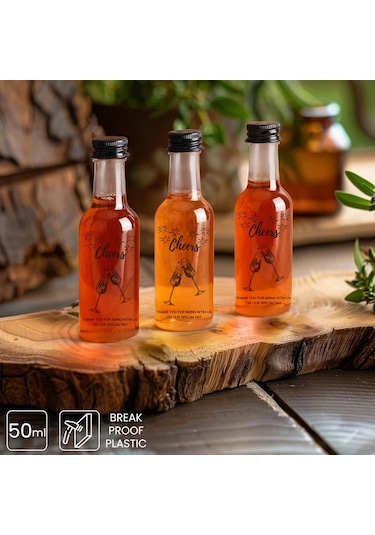 Willowhaven Siyah Kapaklı 45 Adet 50ml Mini Düğün Likör Şişesi Yeniden Kullanılabilir Parti Hediyesi