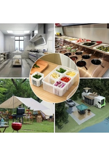 Hightower 6 Lı Beyaz Mutfak Saklama Kutusu - Sızdırmaz, Yeniden Kullanılabilir Meyve Sebze Et Organizer Beyaz