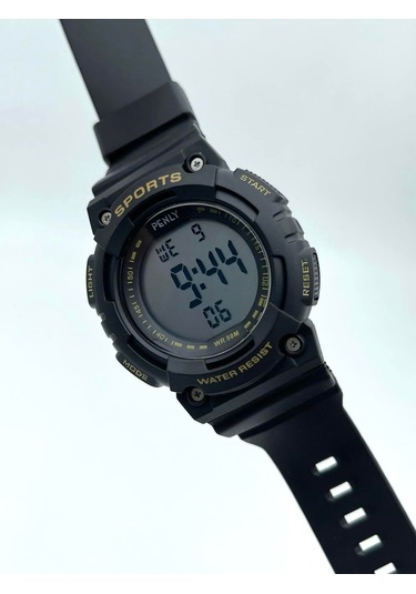 Penly Su Geçirmez Dijital Yetişkin Kol Saati 349 Model Siyah Sarı +4 Renk Kronometre-alarmlı 5atm