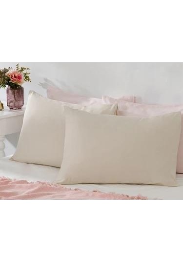 Clasy 2 Li Pamuklu Ranforce Yastık Kılıfı % 100 Pamuk 50 X 70 Bej