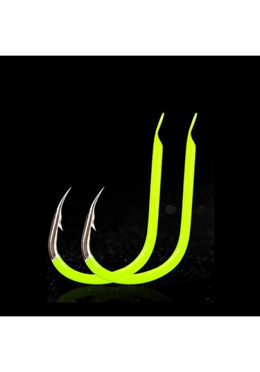 50 Adet Floresan Balıkçılık Kancalar Karbon Çelik Balıkçılık- 13