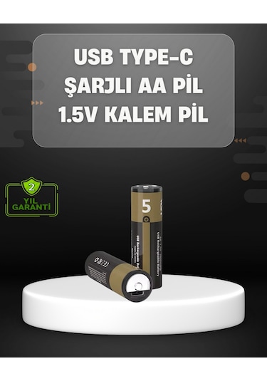 Usb Type-c Girişli Şarjlı Aa Lityum Pil 1.5v Sabit Çıkış 3200mwh Ilkeshop - 48 2'li Paket