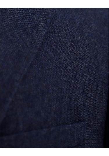 Uki İndigo Mono Yaka Klasik Ceket Indıgo