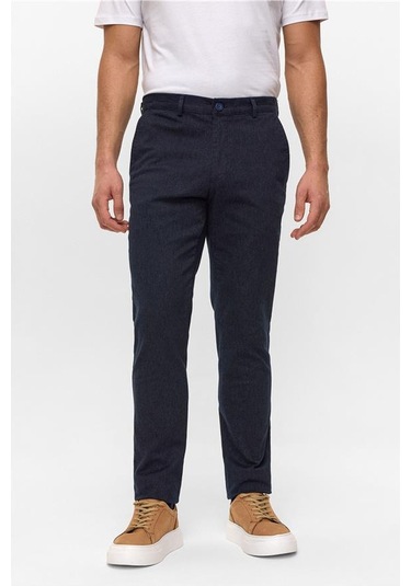 Lacivert Regular Armürlü Pantolon Lacivert
