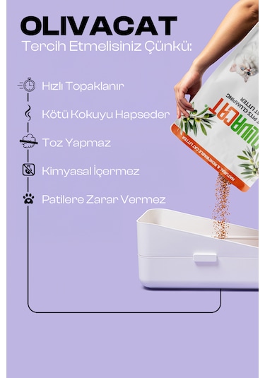 Zeytin Çekirdeğinden Üretilen Doğal Tozsuz Kedi Kumu 7 L