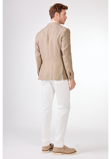 Dufy Bej Mono Yaka Slim Fit Erkek Ceket Bej