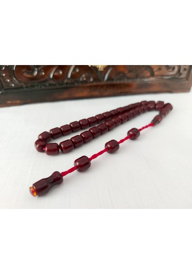 Çubuk Malzemeden Havşalı Fıçı Kesim Sıkma Kehrıbar Tesbih 8x8