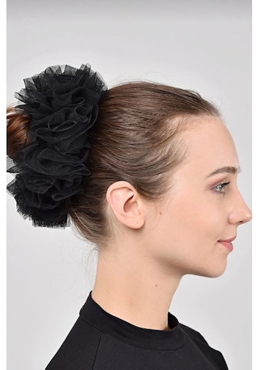 Ultra Konfor Modeli Kaymaz Terleme Yapmaz Tesettür Şal Eşarp Içi Tüllü Lastikli Topuz Tokası Kırmızı - 2li Siyah