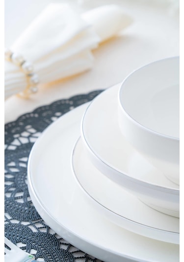 Silver Rise 6 Kişilik 24 Parça Porselen Yemek Takımı