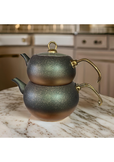 Tekbir Granit Tombik Çaydanlık Takımı