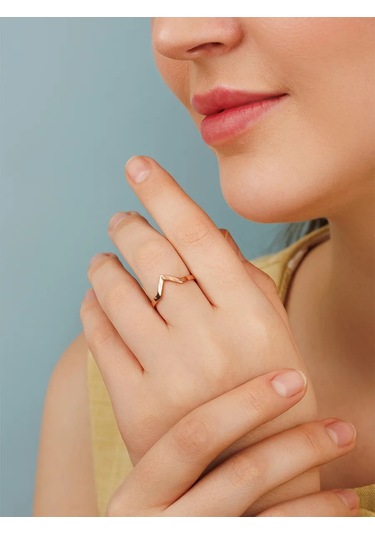 Veronika 925 Ayar Gümüş İnce Minimalist Üzeri Kaplama Yaldızlı Yüzük 79989612 Altın