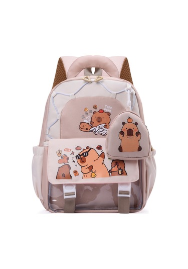 Hafif Rahat Çocuk Sırt Çantası Yeni Büyük Kapasiteli Karikatür Sevimli Kız Sırt Çantası Oxford Bez Okul Çantası Haki