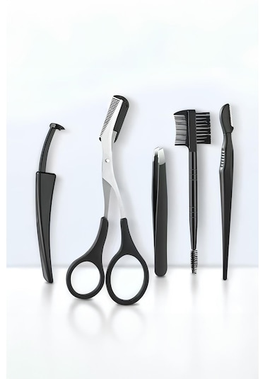 Taraklı Kaş Makası ve Kaş Usturası Şekillendirme Seti 5'li