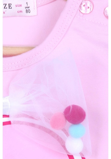 Breeze Kız Çocuk Kapri Tayt Takım Fiyonklu Ponponlu 1-4 Yaş, Pudra