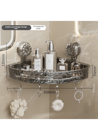 Yunboo Banyo Tuvalet Köşe Dolabı: Süksiyonlu Montajlı, Delme Yok, Plastik Malzeme, Modern Minimalist Stüdyo, Transparan Gri Renkli Depolama Rafı Diğer