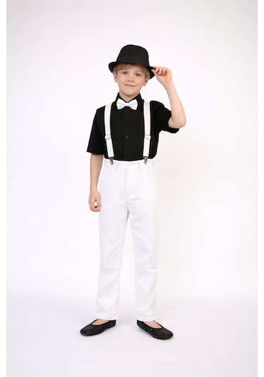 Dıgıl Kids Erkek Çocuk Takım Askı Papyon Gömlek Pantalon Siyah