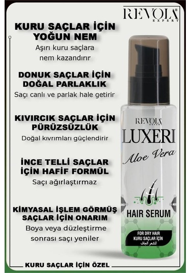 Luxeri Kuru Saçlar İçin Saç Bakım Serumu 75 Ml Aloe Vera