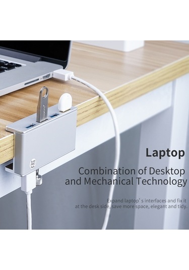 Orıco Mh4pu-p Alüminyum Alaşım 4 Bağlantı Noktası Usb3.0 Klip Tipi Hub Gümüş , Boyut:mh4pu-p Gümüş