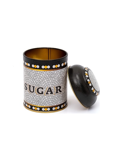 Mosaic Sugar Desenli Yuvarlak Metal Kutu, 9 X 11 Cm, 0.6 Lt