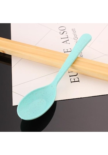 Mavi Çorba Kaşığı Çevre Dostu Uzun Saplı Plastik Mikrodalga Bulaşık Makinesinde Yıkanabilir Lapa Kaşığı Çocuk Sofra