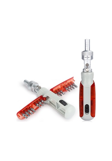 Maiyame 15'li Çok İşlevli Ratchet Tornavida Seti - Gizli Manyetik Uçlar, Ergonomik Abs Kolu, S2 Çelik Malzeme - Kırmızı