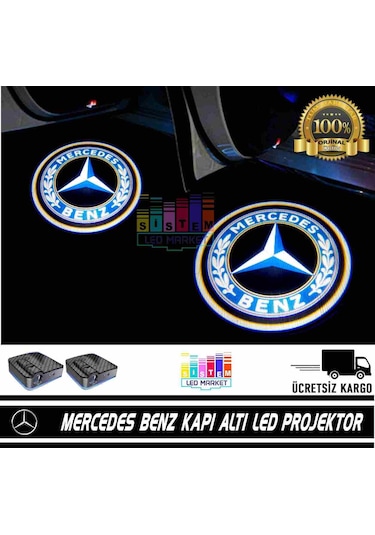 Mercedes-Benz Araçlar İçin Pilli Yapıştırmalı Kapı Altı Led Logo N11.8739