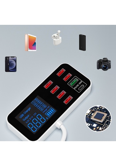 Butu A9D+ Dijital Ekran USB Type-C Masaüstü Şarj Cihazı