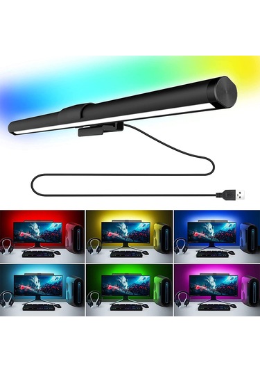 Vkemall Monitör Işık Şeridi, Göz Koruyucu, 15 Renkli Mod, Parlaklık Ayarlanabilir, Usb 5v, Siyah Diğer