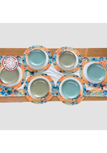 Uretti - Nebile 2034 - El Yapımı Çin Feneri Temalı Runner - 6'lı Supla Amerikan Servisi Takımı Çok Renkli