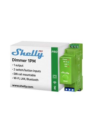 Shelly Pro Dimmer 1pm Dın Ray 1 Kanal Enerji Ölçümlü Akıllı Dimmer