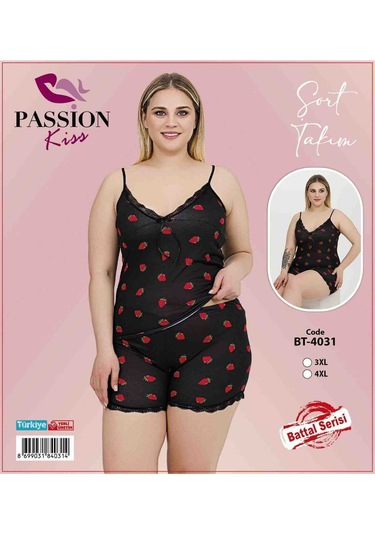 Passion Kiss Takım Elbise Alt Üst Büyük Beden Kolsuz Şortlu Siyah
