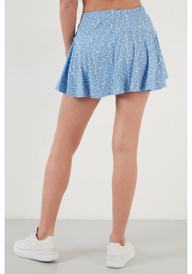 Lela Beli Lastikli Mini Şort Etek Bayan Etek 5864024 Bebe Mavi