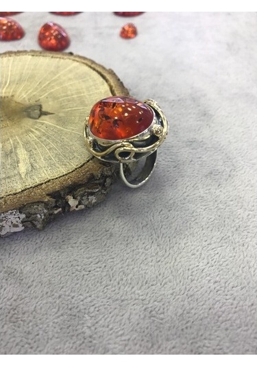 Kehribar Taşlı El Işi Gümüş Set 925 Ayar (380205674)