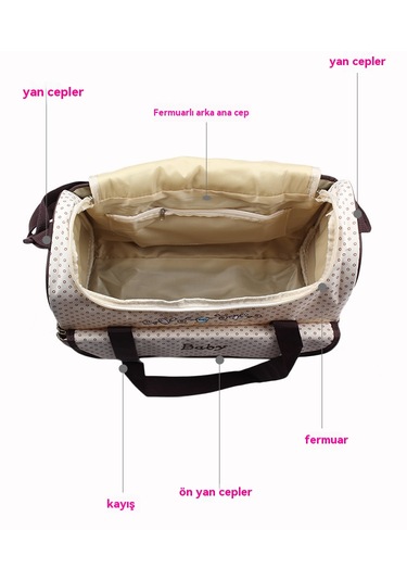 Çok Fonksiyonlu Şık Anne Çantası - Pembe 1001 Pembe