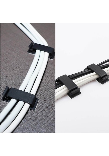 Koodmax 25 Adet Fc-50 Kablo Kelepçesi Klipsi - Sabitleme - Duvar Kablo Tutucu - Yapışkanlı - Siyah