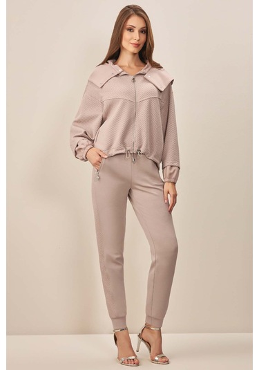 Kapüşonlu Vizon Örme Mont Vizon