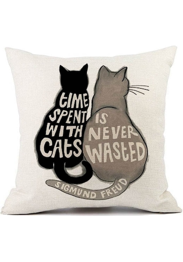 Xıxun Yeni Rahat Moda Avrupa Tarzı Keten Dijital Baskı Kedi Keten Yastık Kanepe Kafalık 12