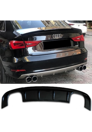Audi A3 8v Sedan S3 Difüzör Parlak Siyah Plastik Çift Çıkış 2012-2016 Arka-difizör-bodykit-ek-karlık