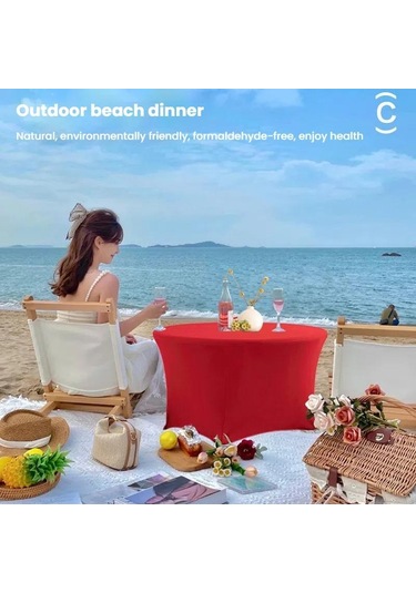 Sones Basit Modern Streç Yuvarlak Masa Örtüsü Otel Düğün Ziyafet Dört Köşe Büyük Yuvarlak Masa Örtüsü, Boyut: 153x75cm Kırmızı Kırmızı