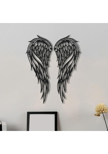 Opulentliving Modern Melek Kanadı Çifti, El Sanatları Vintage Stil, 30x13cm Duvar Süsü 30x13cm
