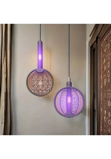 Boatshop1 Grey Katlanabilir Elektrikli Sivrisinek Raket Ve Lamba Akıllı Böcek Kontrolü 5 Sahne İçin Uygun