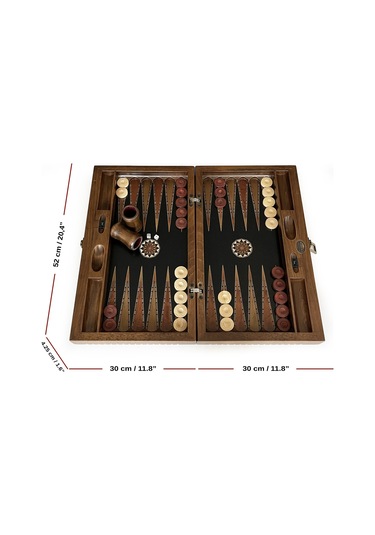 Helena Wood Art Genius El Oyması Ahşap Tavla Seti Siyah