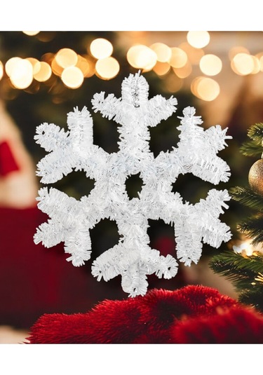 Yılbaşı Süsü Şerit Kar Tanesi Beyaz 32 Cm