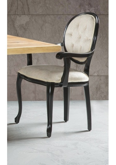 Madalyon Kolçaklı Kapitoneli Sandalye Siyah