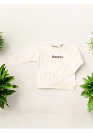 Çikoby Erkek Bebek Urbn Rider Yazılı Sweatshirt-14875 Krem