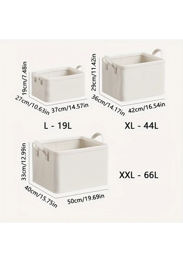 Gateesat Bej Xxl 17.44 Gal Katlanır Saklama Sepeti Çift Kulplu Yatak Altı Düzenleyici Bej