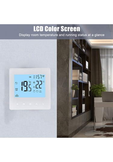 Tenfowee Wifi Akıllı Su Isıtma Termostati, Tuya Uygulaması, Beyaz Arka Işık, Dokunmatik Panel, 3a Yük, Sıcaklık Kontrolü 5-90 C